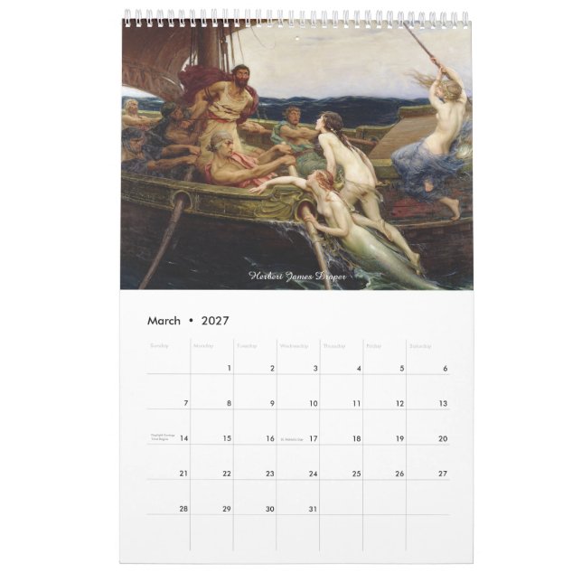 Calendário de Pinturas Clássicas Sereia (Mar 2027)
