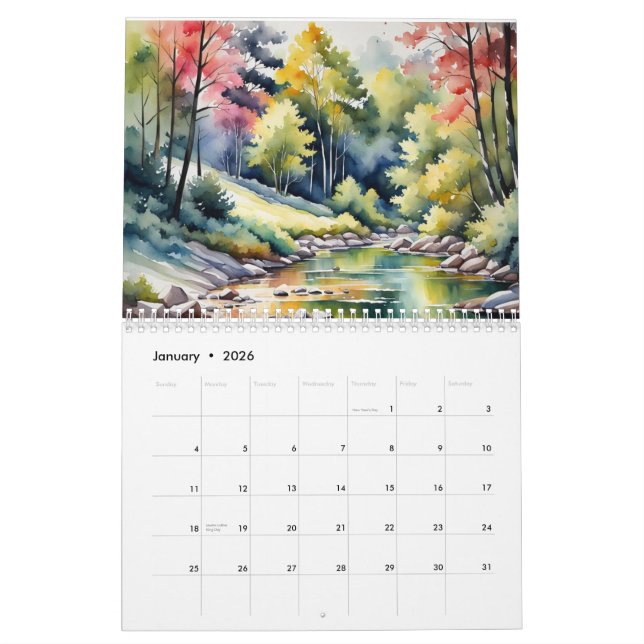 Calendário de Pinturas da Natureza (Jan 2026)
