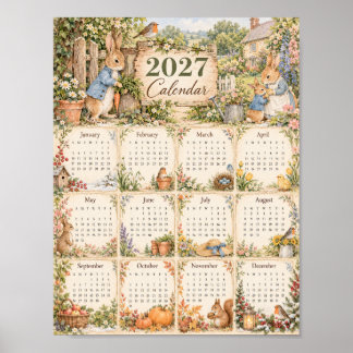 Calendário de Poster 2027 - Coelho no Jardim da Ca