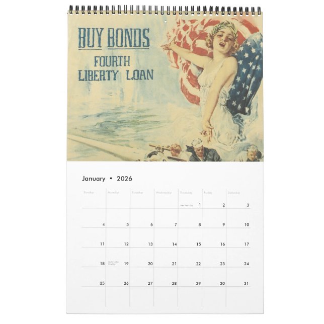 Calendário de Poster da Guerra Vintage 2011 (Jan 2026)