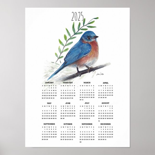 Calendário de Poster de Ramificação do Bluebird 20 (Frente)