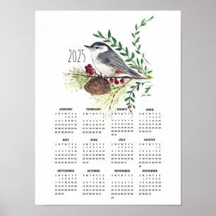 Calendário de Poster do Cute Nuthatch 2025