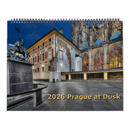 Calendário de Praga ao Anoiteçer 2026