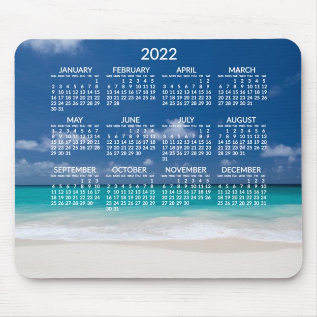 Calendário de Praia Anual 2022 Mousepads Adicionar (Frente)