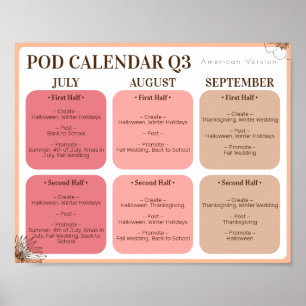 Calendário de Promoção do POD Poster do 3º Trimest