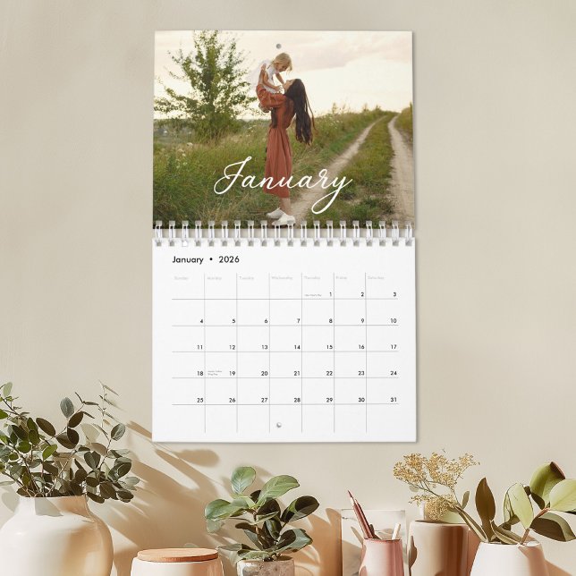Calendário de Script Chic com Foto Personalizada F (Criador carregado)