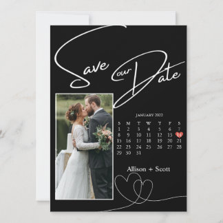 Calendário de Script Moderno de Foto do casal Salv
