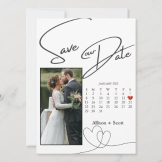 Calendário de Script Moderno de Foto do casal Salv
