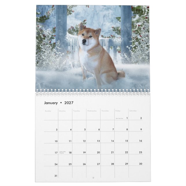 Calendário de Shiba Inu (Jan 2027)