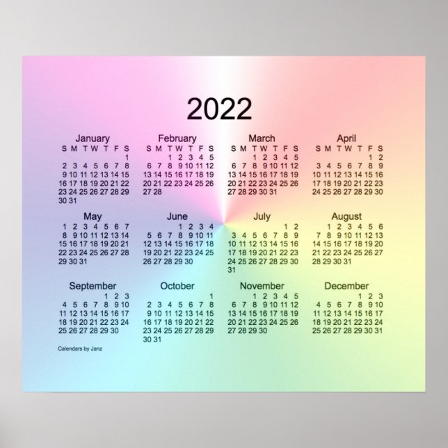 Calendário de Shimmer Wall 2022 por Janz Impressão (Frente)