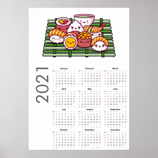 Calendário de Sushi 2021 Poster (Frente)