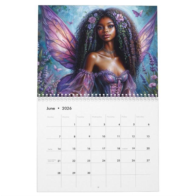 Calendário de Trabalho de arte de Fada Negra (Jun 2026)
