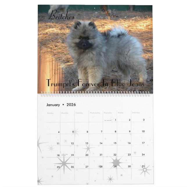 Calendário de Trumpet Keeshond 2012 (Jan 2026)