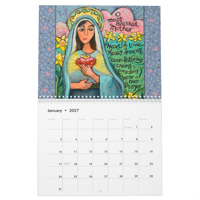 Calendário de um Ano de Santos Católicos (Jan 2027)