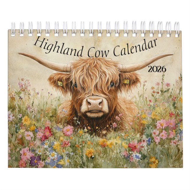 Calendário de Vaca das Terras Altas 2026 (Capa)