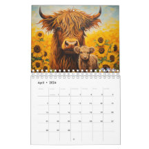Calendário de vaca das Terras Altas de 2027 com be