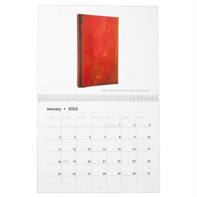 CALENDÁRIO de VAL M COX - TRABALHOS no ÓLEO 2 - (Jan 2026)