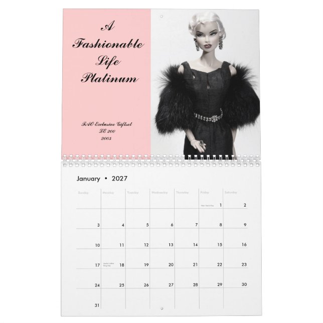 Calendário de Vanessa 2009 dos direitos da forma (Jan 2027)