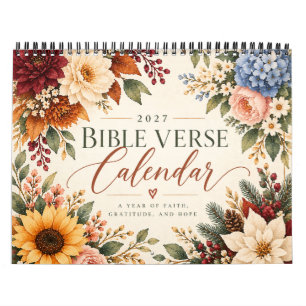 Calendário de Versículos Bíblicos 2027 com Flores