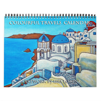 Calendário de Viagens Colorido de 2 Páginas por Li