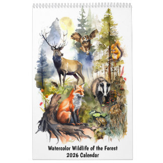 Calendário de Vida Selvagem em Aquarela da Florest