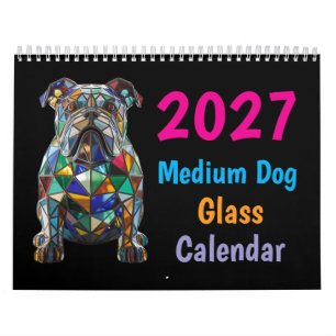 Calendário de Vidro de Cão Médio 2027