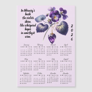 Calendário de Violeta e Ametista de Fevereiro
