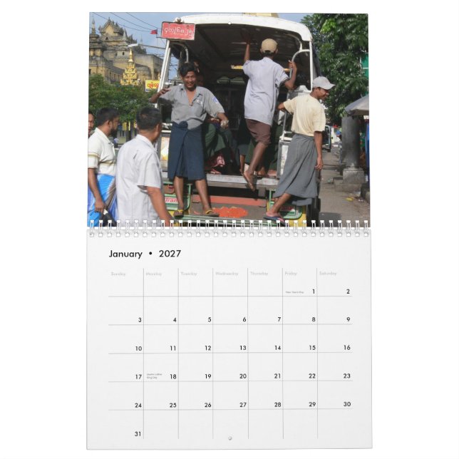 Calendário de Yangon 2012 do dia-a-dia (Jan 2027)