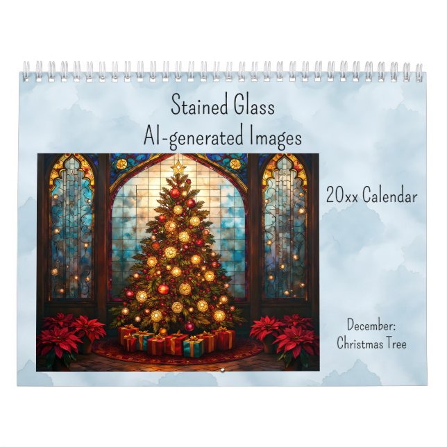 Calendário December Christmas Tree Stained Glass AI-generated (Capa)