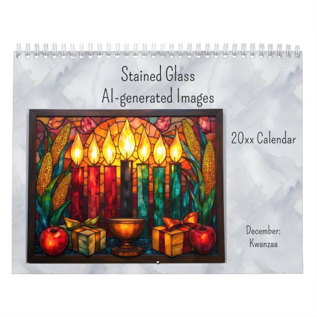Calendário December Kwanzaa Theme Stained Glass AI-generated (Capa)