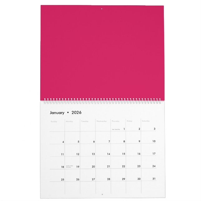 Calendário Descubra a legância do fundo rosa (Jan 2026)
