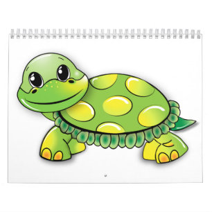 Calendário Desenho Divertido de Tartaruga e Jabuti para Jardi
