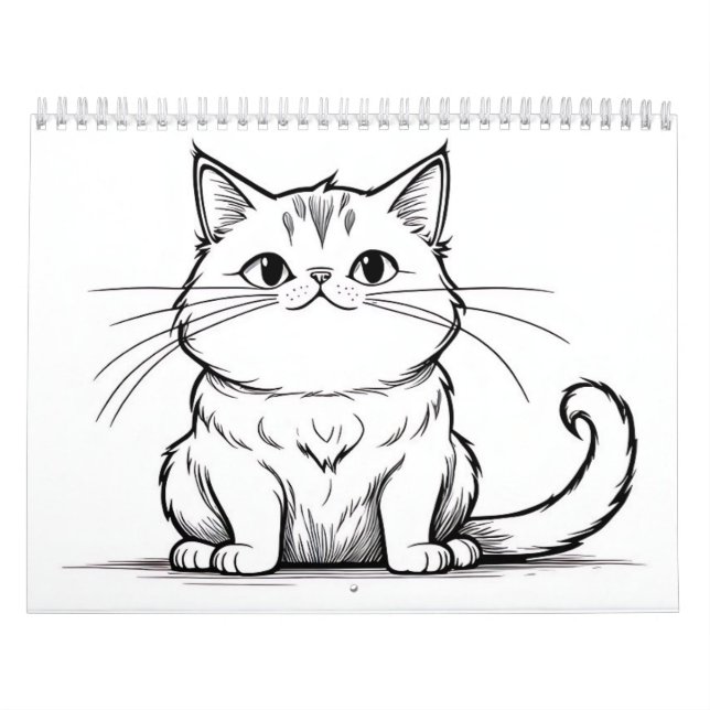 Calendário Desenhos de Linha de Gatos e Cães  (Capa)