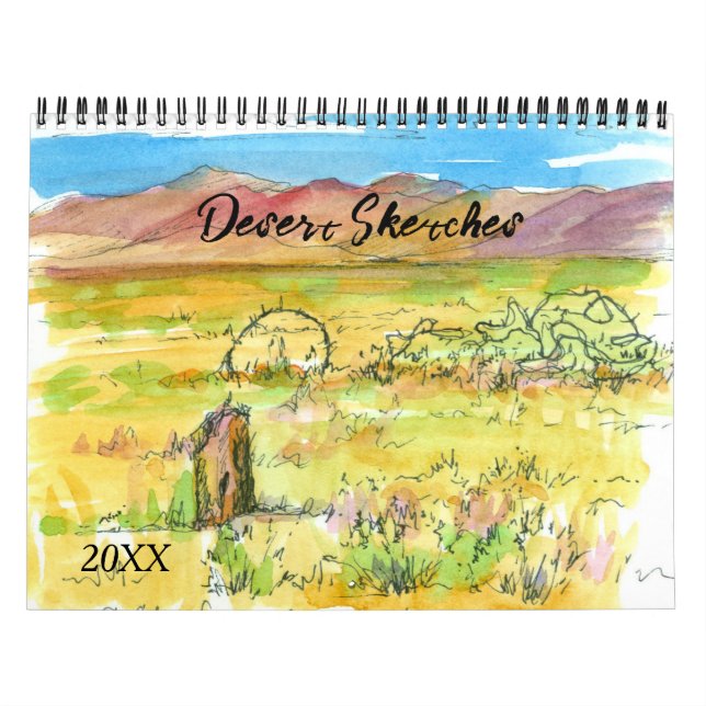 Calendário Desert Sketches Viagem Explorar Aquarela de Nevada (Capa)
