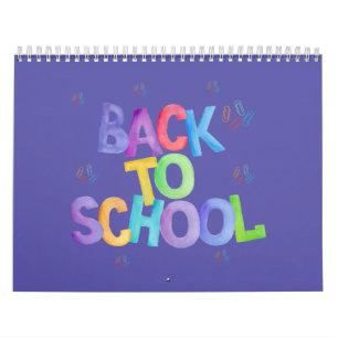 Calendário Design de aquarelas manuscritas de volta às aulas.