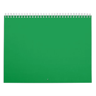 Calendário Design de Cor Sólida Verde Floresta Minimalista