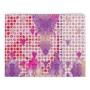 Calendário design de fundo roxo com pontos