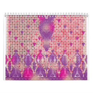 Calendário design de fundo roxo com pontos