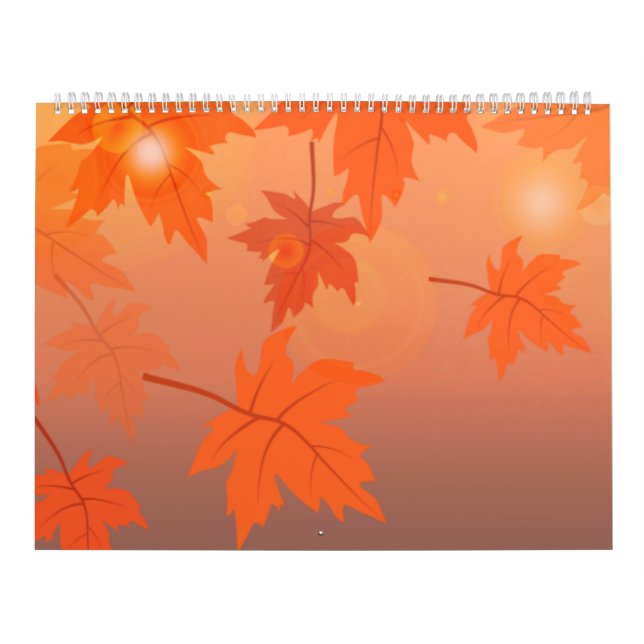 Calendário Design de outono com folhas de maple e efeito de c (Capa)