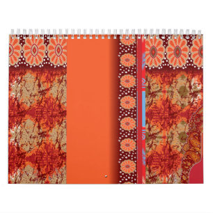 Calendário design de padrão vermelho e dourado