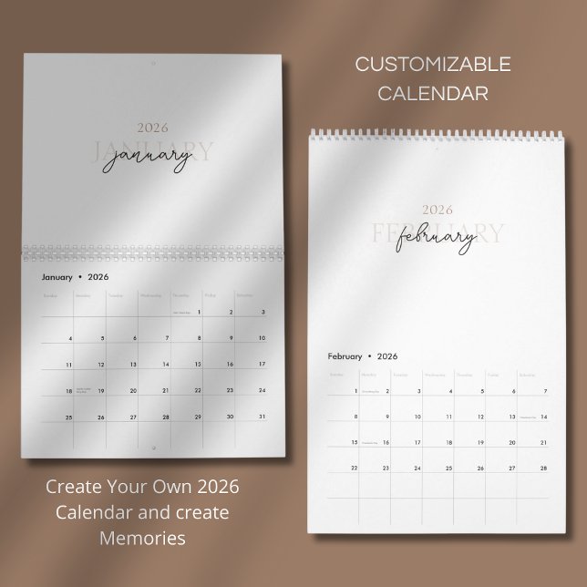 Calendário Design de Tipografia Limpa e Simples (Criador carregado)