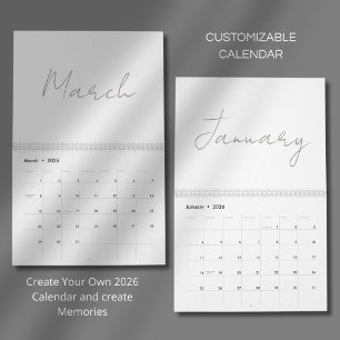 Calendário Design de Tipografia Limpa e Simples