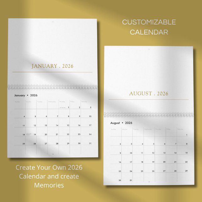 Calendário Design de Tipografia Limpa e Simples (Criador carregado)