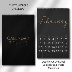 Calendário Design de Tipografia Limpa e Simples