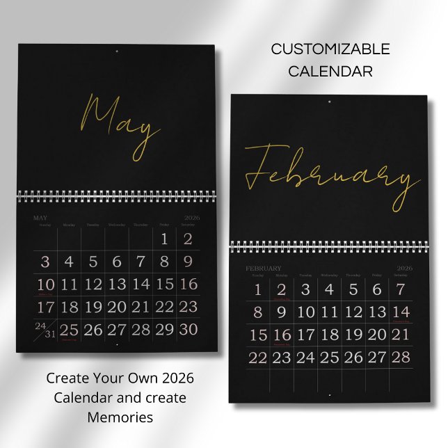 Calendário Design de Tipografia Limpa e Simples (Criador carregado)