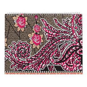 Calendário design de um padrão paisley rosa e castanho