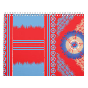 Calendário design de um padrão vermelho e azul
