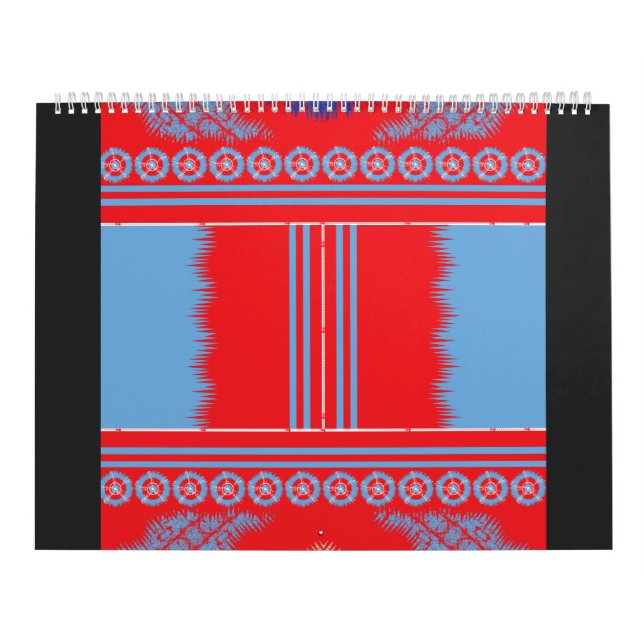 Calendário design de um padrão vermelho e azul (Capa)