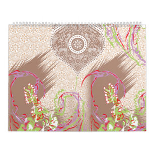 Calendário design de um vaso vermelho com flores