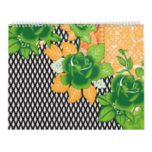 Calendário design de uma parede verde e amarela pendurada